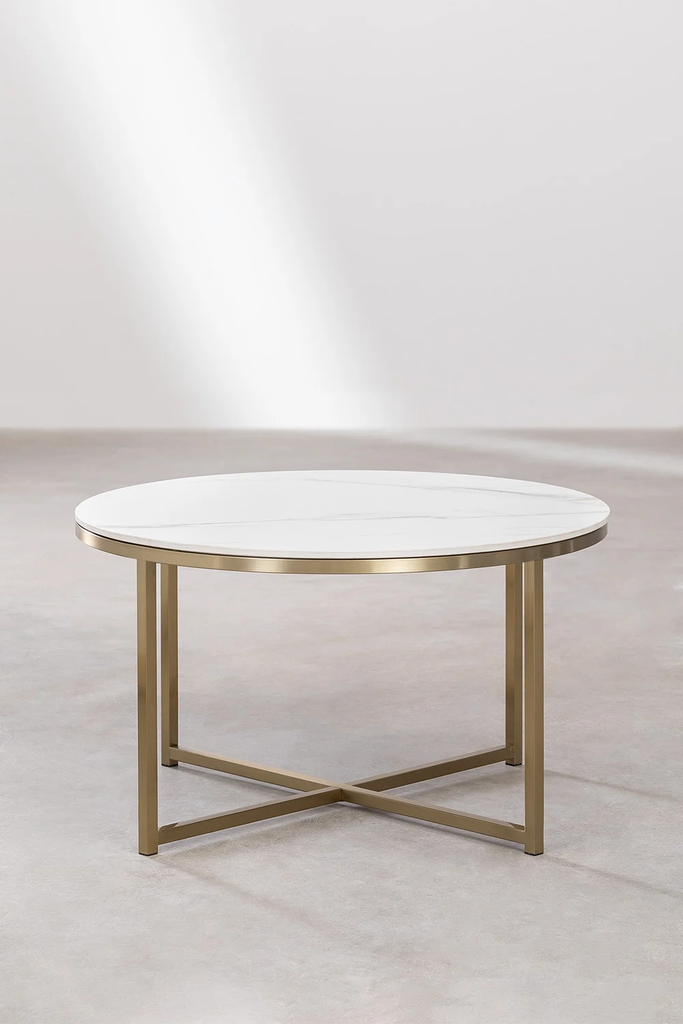 Bàn Trà Chân Sắt Mặt Đá Chân Chéo