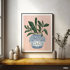 Tranh Treo Tường Trừu Tượng Bình Hoa Chinoiserie