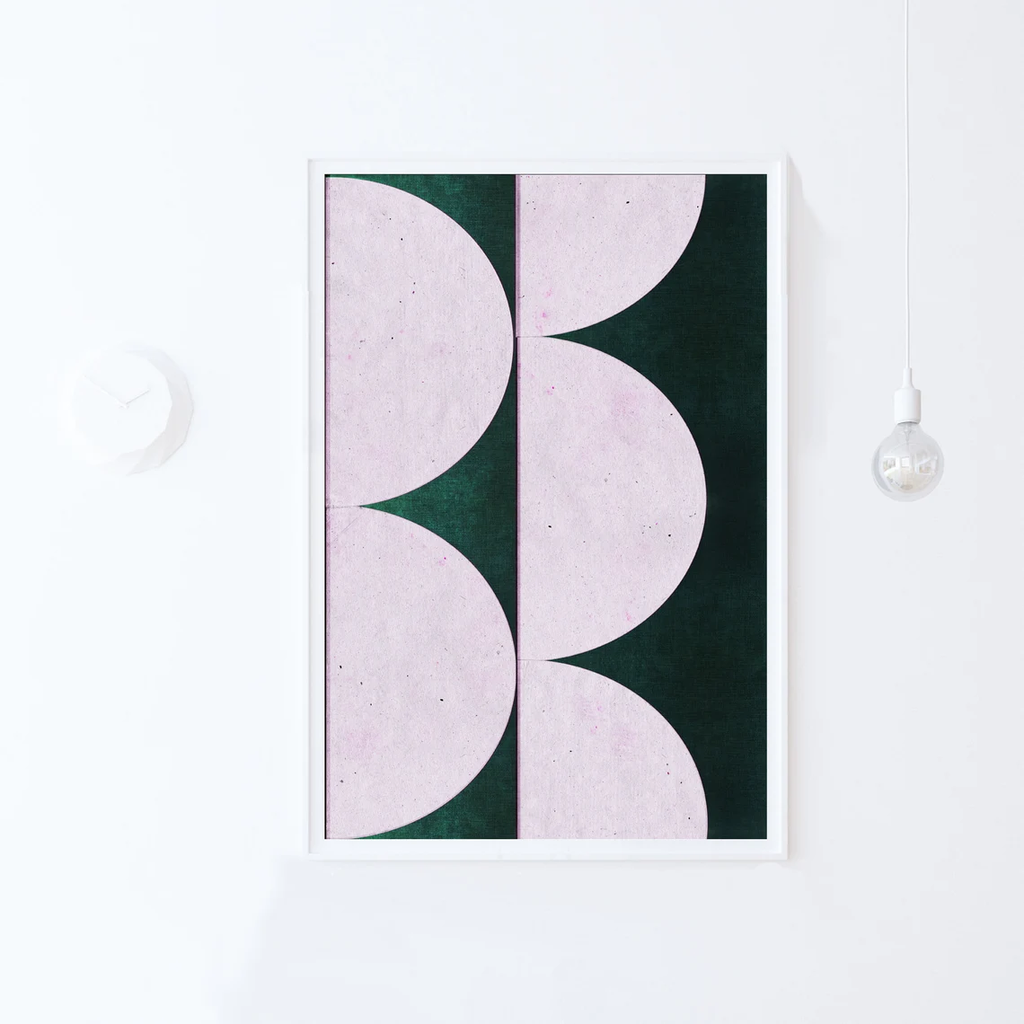 Tranh Treo Tường Hình Bán Nguyệt Xanh Ngọc Lục Bảo Phong Cách Giữa Thế Kỷ Hiện Đại