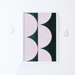 Tranh Treo Tường Hình Bán Nguyệt Xanh Ngọc Lục Bảo Phong Cách Giữa Thế Kỷ Hiện Đại