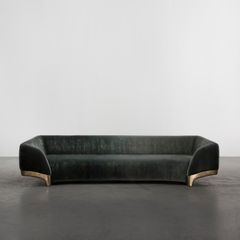 Ghế Sofa Dài Nhung Phối Viền Vàng Cách Điệu