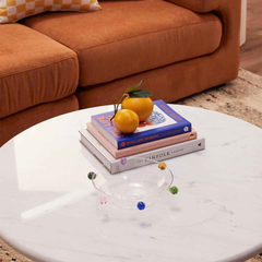 Bàn Trà Gỗ Chân Tròn Mặt Đá Ceramic