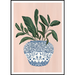 Tranh Treo Tường Trừu Tượng Bình Hoa Chinoiserie