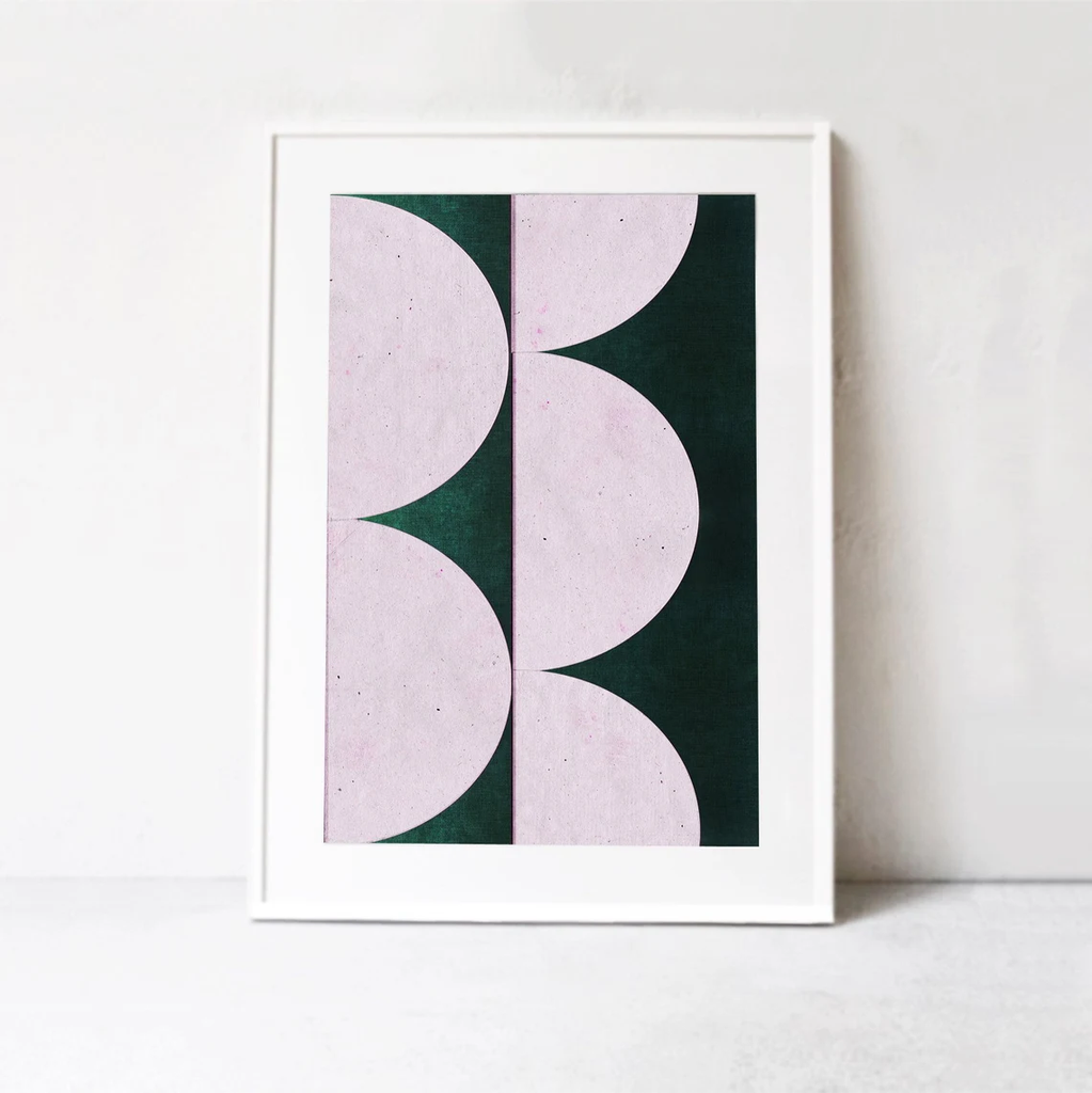 Tranh Treo Tường Hình Bán Nguyệt Xanh Ngọc Lục Bảo Phong Cách Giữa Thế Kỷ Hiện Đại