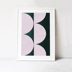 Tranh Treo Tường Hình Bán Nguyệt Xanh Ngọc Lục Bảo Phong Cách Giữa Thế Kỷ Hiện Đại