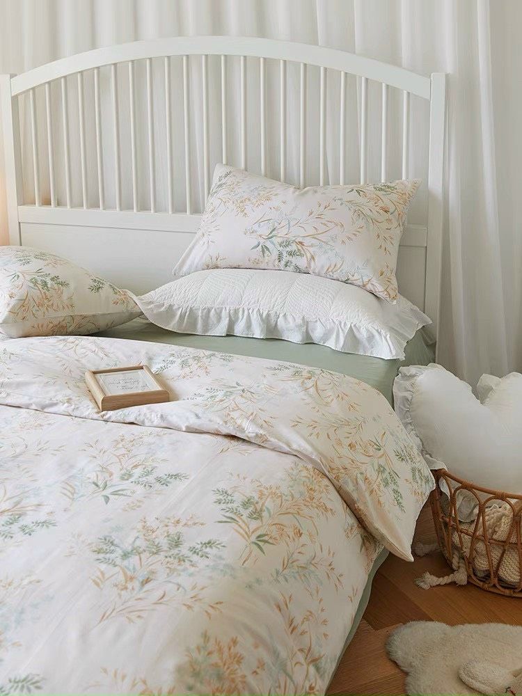 Bộ Drap Vỏ Chăn Cotton 40S Họa Tiết Hoa Mẫu 7