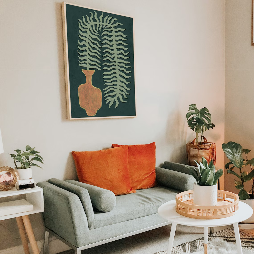 Tranh Treo Tường Bộ Bình Hoa Scandinavian Green Fern