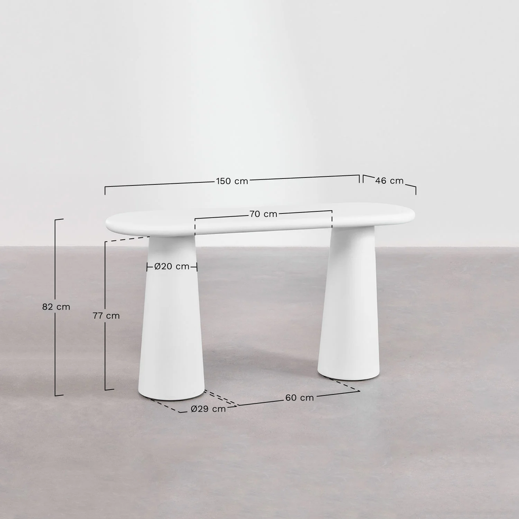 Bàn Console Gợn Sóng 2 Chân Trụ Lớn