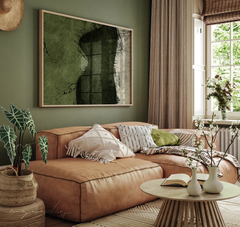 Tranh Trừu Tượng Olive Green Gợn Sóng Xanh Đen