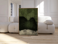Tranh Trừu Tượng Olive Green Gợn Sóng Xanh Đen