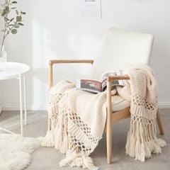 Chăn Đan Len Dệt Tua Rua Kiểu Mỹ Decor Sofa Giường Ngủ