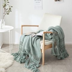 Chăn Đan Len Dệt Tua Rua Kiểu Mỹ Decor Sofa Giường Ngủ