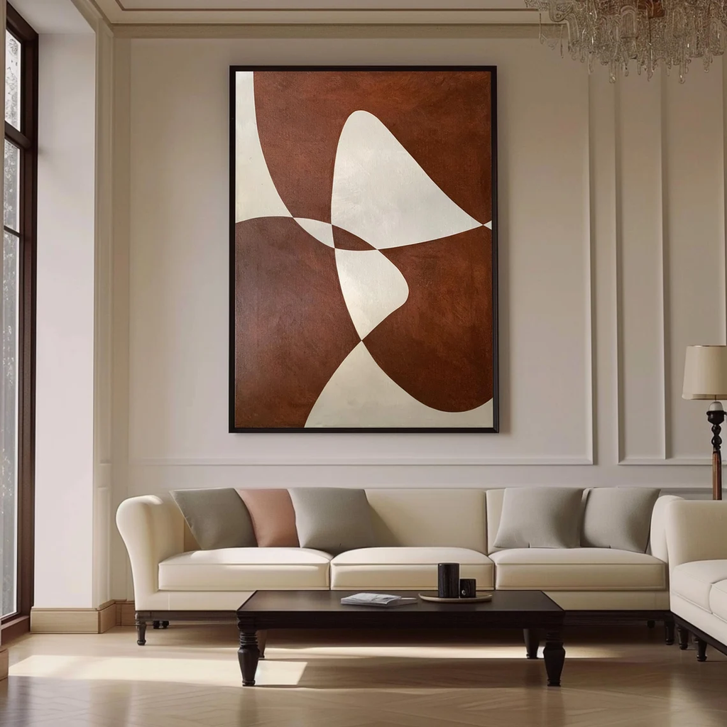 Tranh Treo Tường Wabi Sabi Trừu Tượng Nâu Đỏ