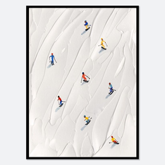 Tranh Treo Tường Abstract Art Tiny People Skiing Snowy Moutains