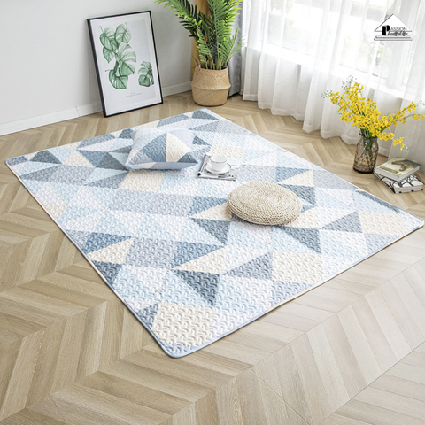 Thảm Cotton Trải Sàn Nhật Bản Trang Trí Hình Học Trang Nhã