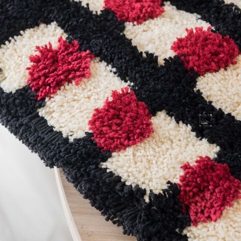 Thảm Lau Chân Dệt Lông Siêu Thấm Decor Các Vị Trí Trong Nhà Caro Nâu