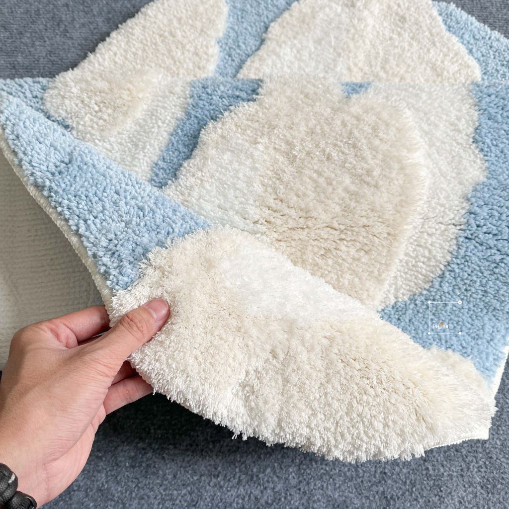 Thảm Lau Chân Dệt Lông Siêu Thấm Decor Các Vị Trí Trong Nhà Xanh Đám Mây