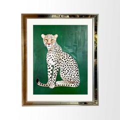 Tranh Treo Tương Cao Cấp Leopard Nền Xanh Trendy