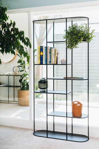 Kệ Sách Kệ Decor Ngăn Phòng Khung Sắt Mặt Gỗ Black Oak