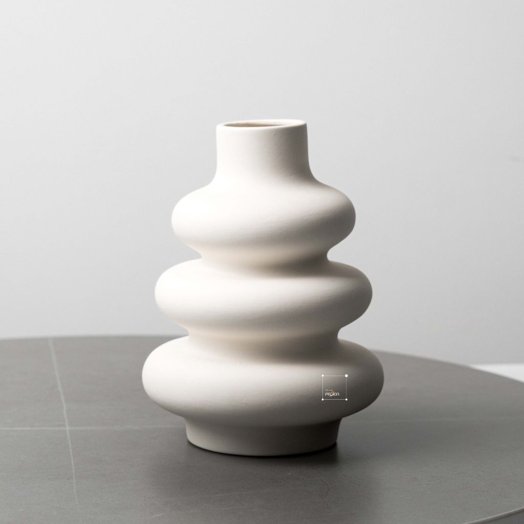 Bình Gốm Hình Bầu Gợn Sóng 3 Tầng