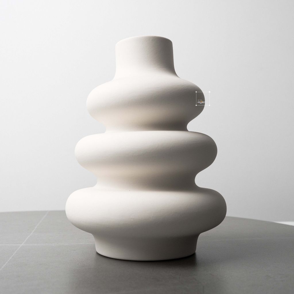 Bình Gốm Hình Bầu Gợn Sóng 3 Tầng