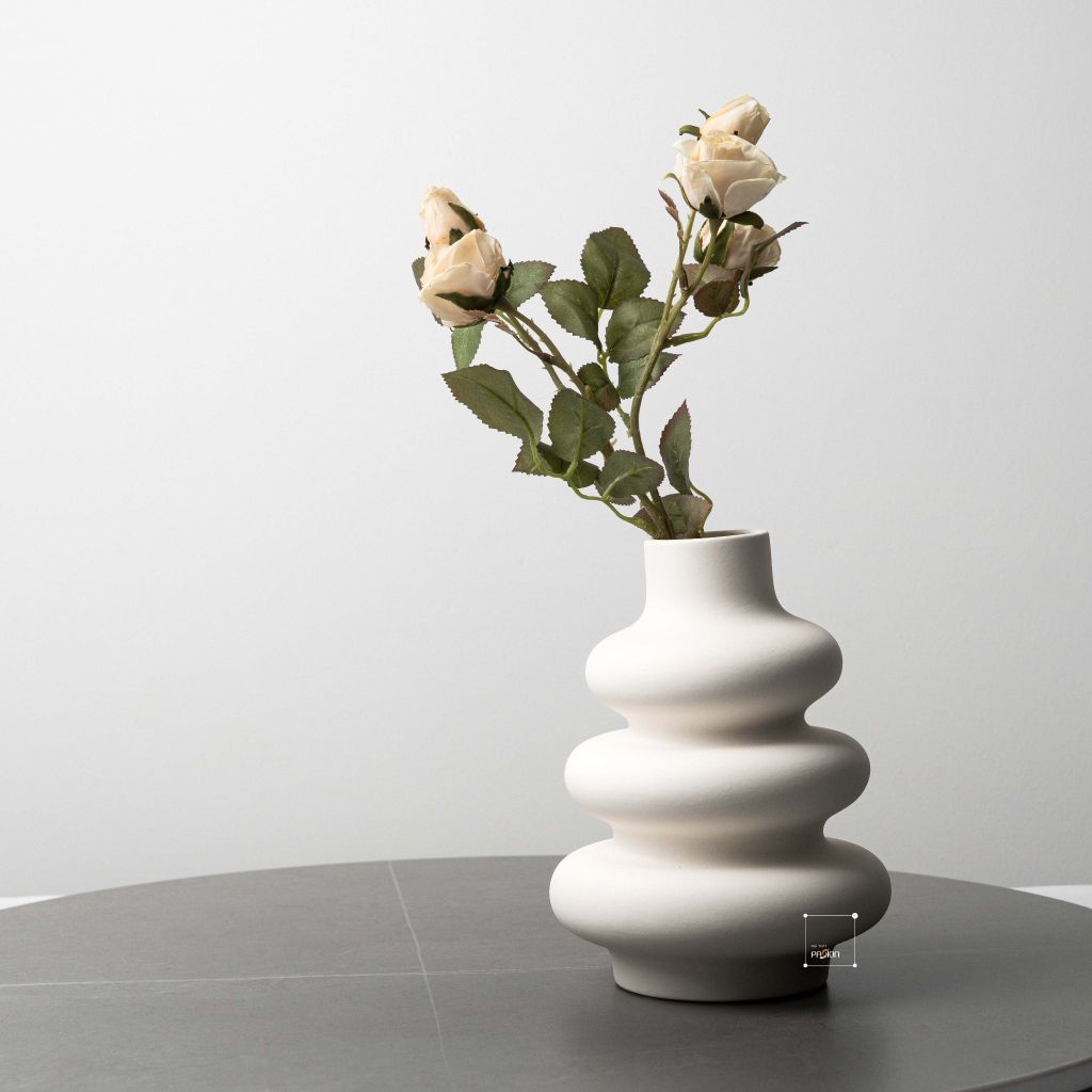 Bình Gốm Hình Bầu Gợn Sóng 3 Tầng