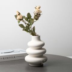 Bình Gốm Hình Bầu Gợn Sóng 3 Tầng