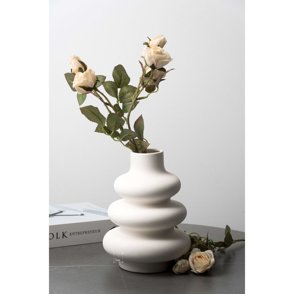 Bình Gốm Hình Bầu Gợn Sóng 3 Tầng