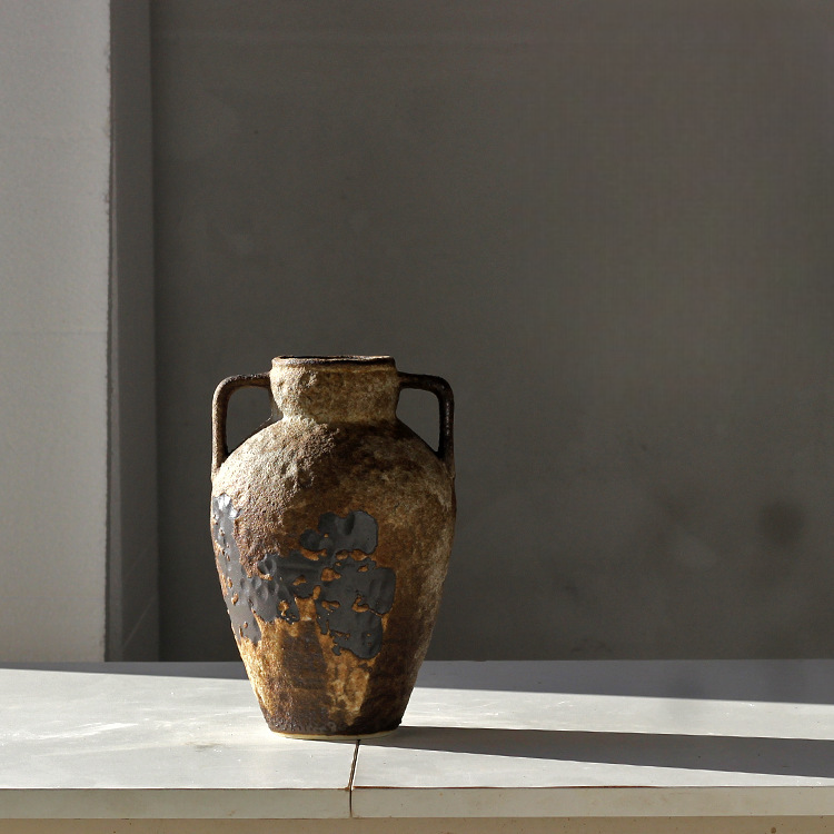 Bình Hoa Gốm Sứ Cổ Phong Cách Wabi Sabi Nâu Cổ