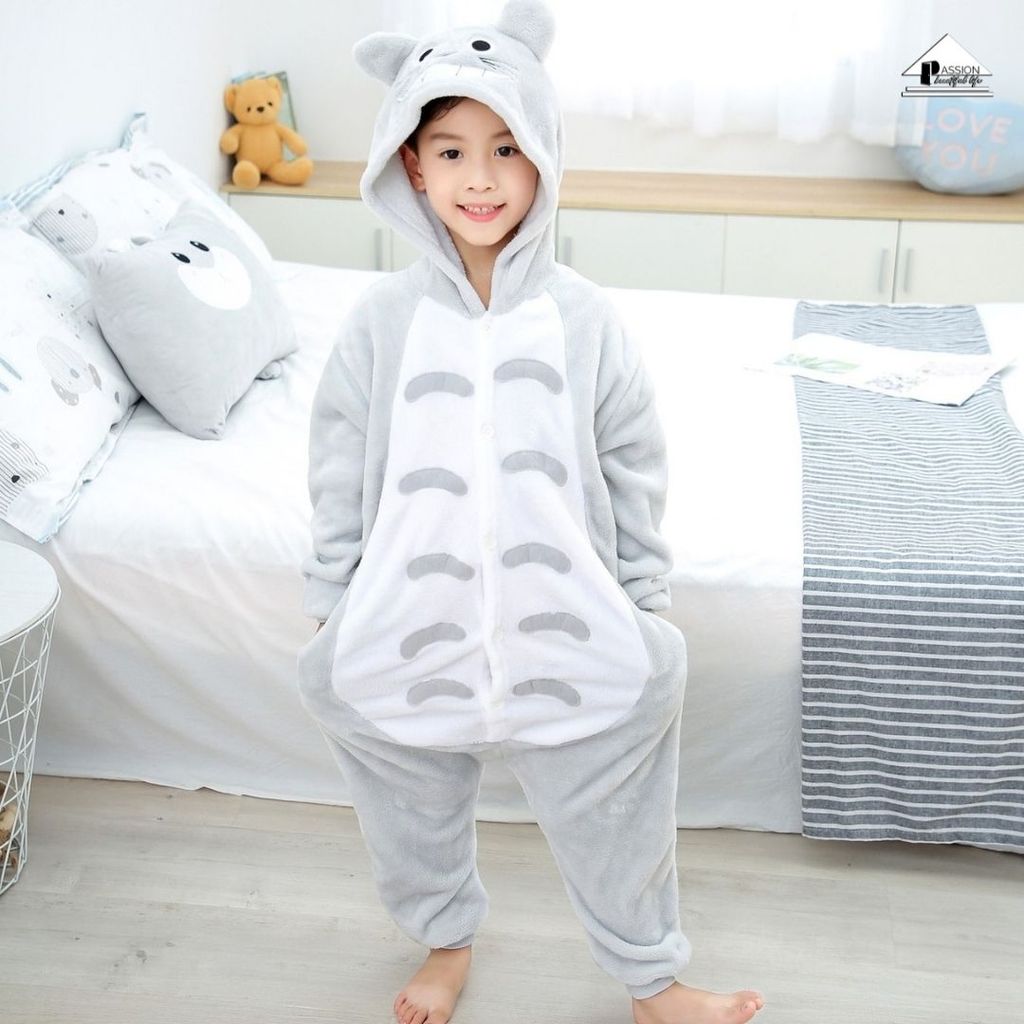 Bộ Đồ Cosplay Cho Bé Trai Và Gái Biến Hình Totoro Xám