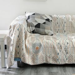 Chăn Linen Làm Thảm Phủ Sofa Trang Trí Nhật Bản Hoa Tròn 2 Mặt