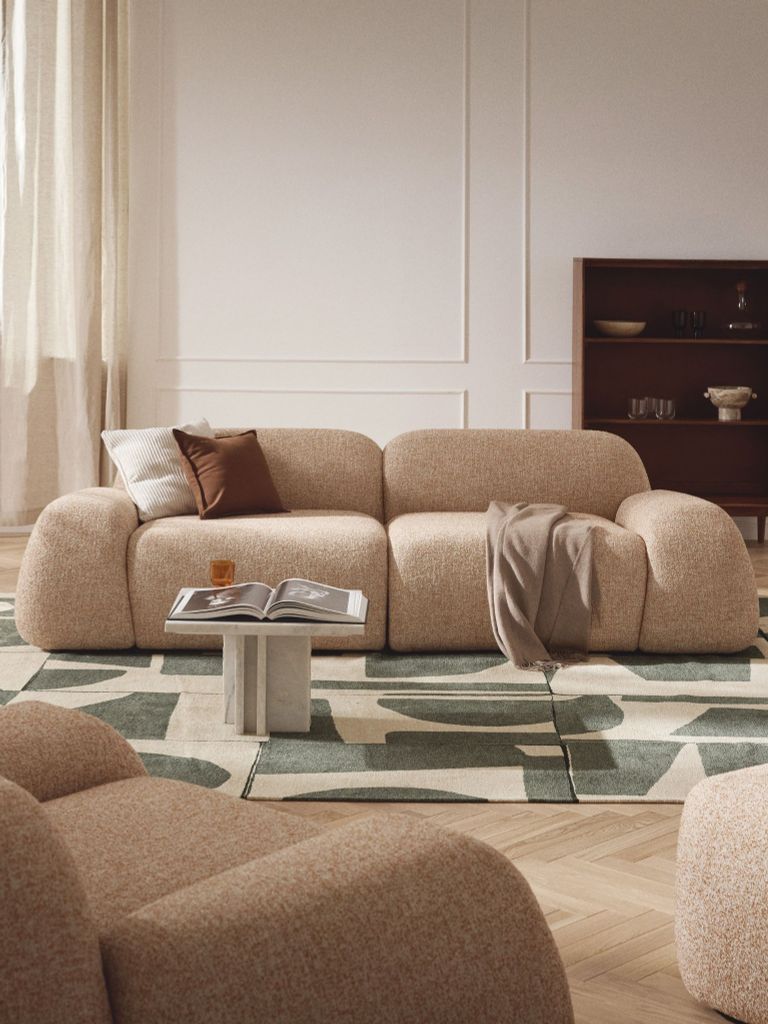Ghế Sofa Dài Phong Cách Gấu Teddy Tay Thấp Thư Giãn
