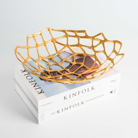 Dĩa Trái Cây Metal Đan Lưới Phong Cách Châu Âu Sang Trọng