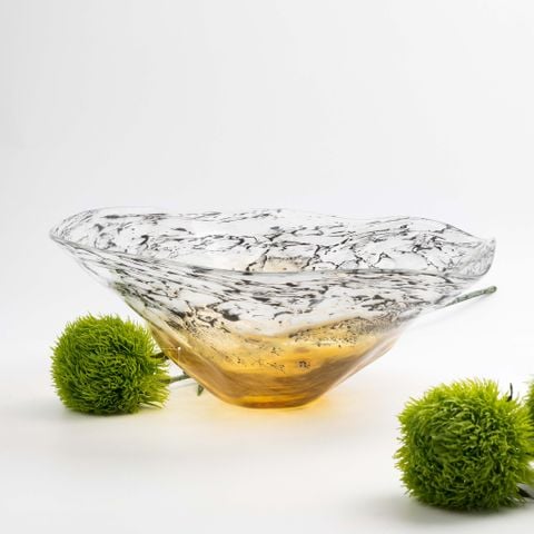 Dĩa Trái Cây Trang Trí Cắm Hoa Nhũ Sắc