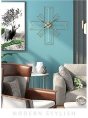 Đồng Hồ Treo Tường Kim Loại Đa Giác Chéo