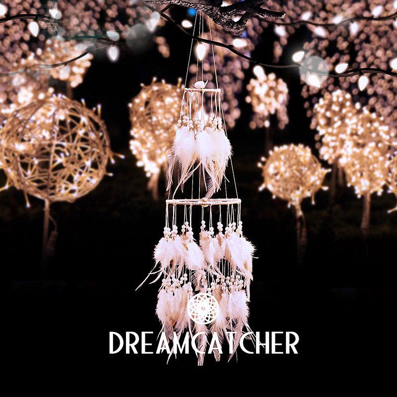 Dream catcher 2 Tầng Vòng Tròn Phối Lông Vũ Tua Rua