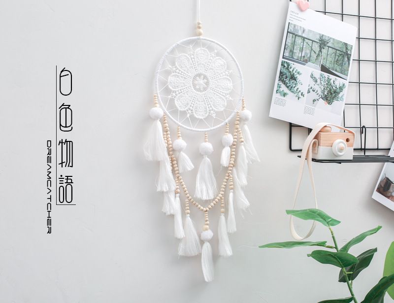 Dream Catcher Treo Tường Bông Hoa Phối Chuỗi Hạt Ấn Độ