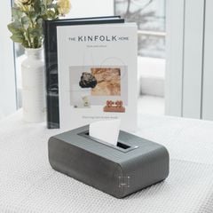Hộp Khăn Giấy Kim Loại Phối Da Bện