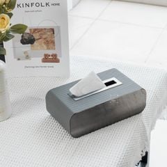 Hộp Khăn Giấy Kim Loại Phối Da Bện