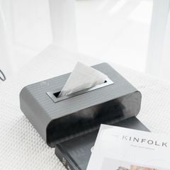 Hộp Khăn Giấy Kim Loại Phối Da Bện