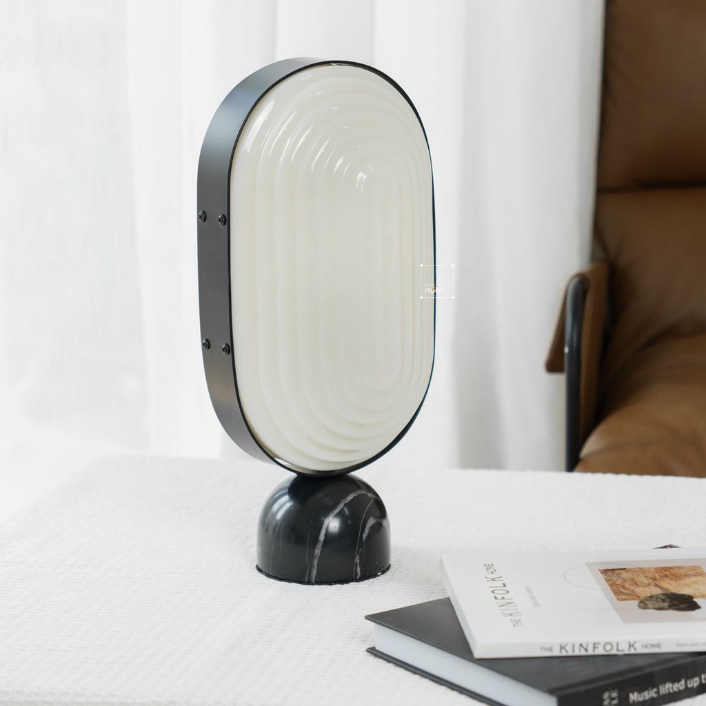 Đèn Bàn Bầu Dục Hình Sọc Gợn Sóng Bắc Âu
