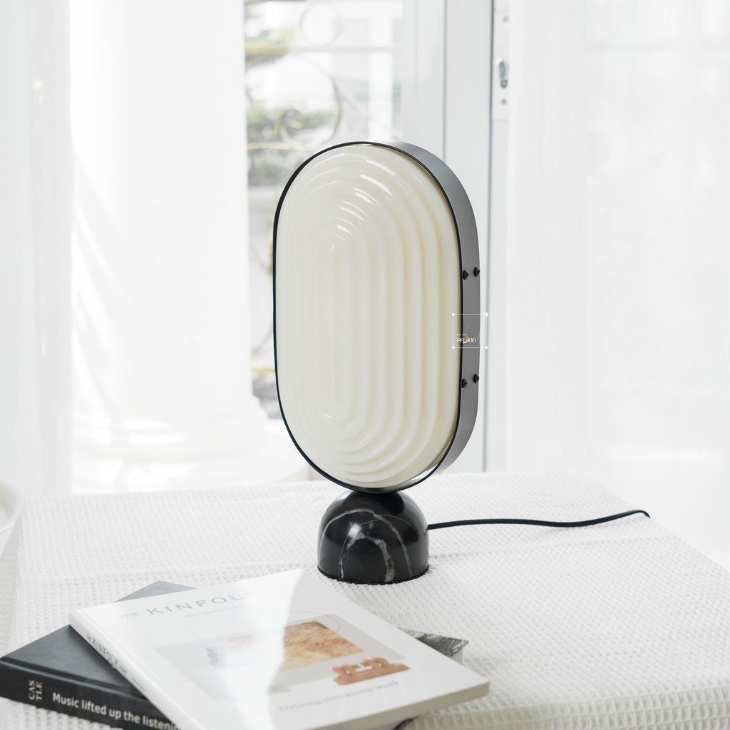 Đèn Bàn Bầu Dục Hình Sọc Gợn Sóng Bắc Âu