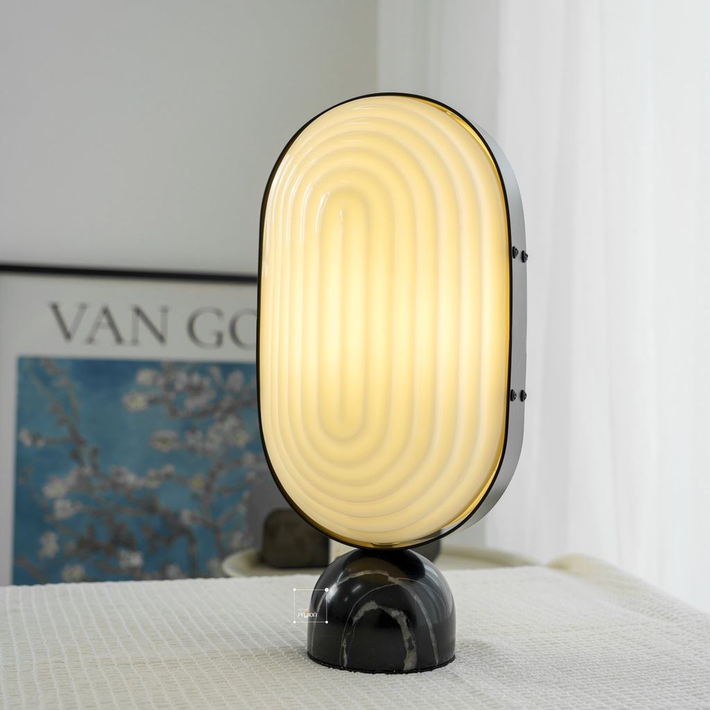 Đèn Bàn Bầu Dục Hình Sọc Gợn Sóng Bắc Âu