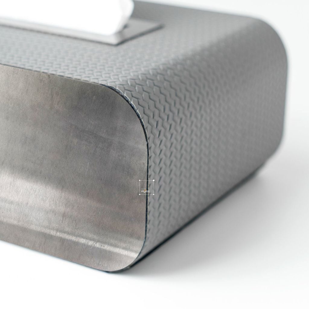 Hộp Khăn Giấy Kim Loại Phối Da Bện