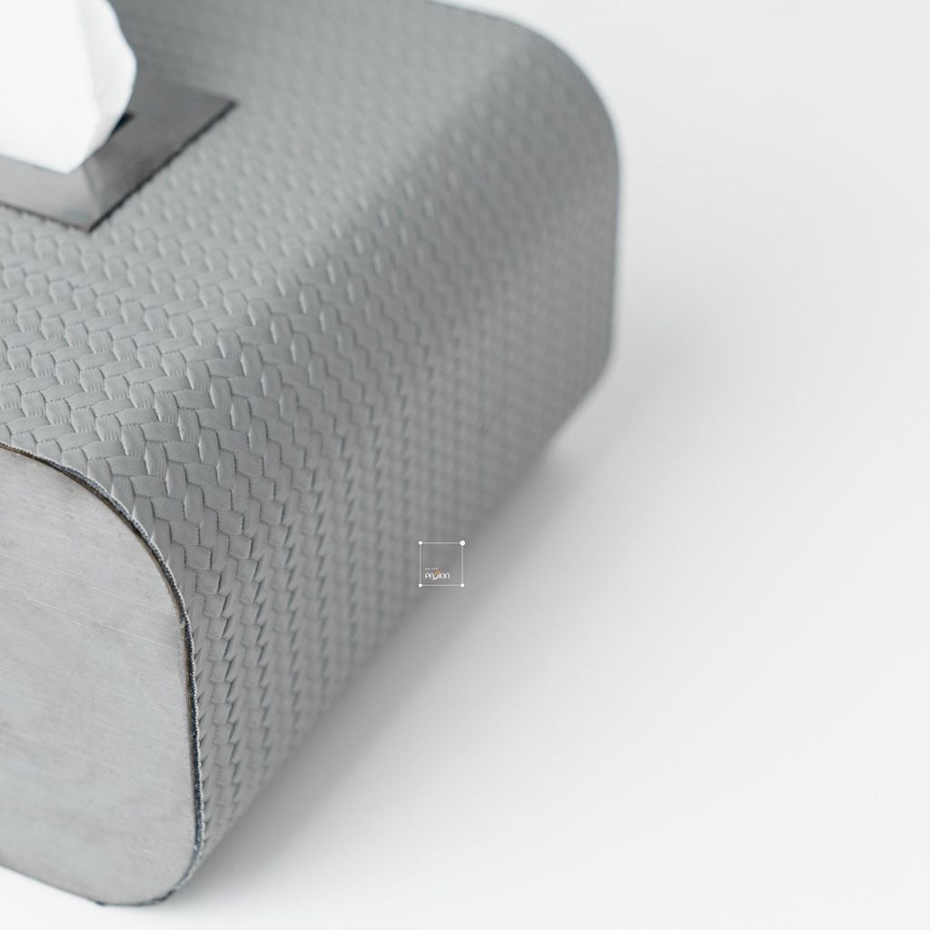 Hộp Khăn Giấy Kim Loại Phối Da Bện