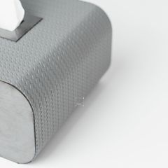 Hộp Khăn Giấy Kim Loại Phối Da Bện