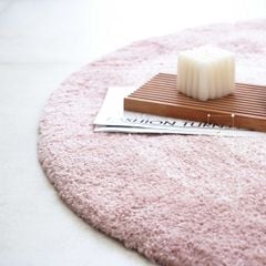 Thảm Tròn Lông Len Sợi Ngắn Phối Màu Hình Vòng Tâm
