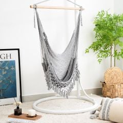 Ghế Võng Lưới Treo Trong Nhà Ngoài Trời Tua Rua Chân Võng