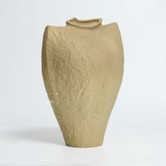 Set 2 Bình Hoa Gốm Wabi Sabi Nâu Cổ Vest Suit