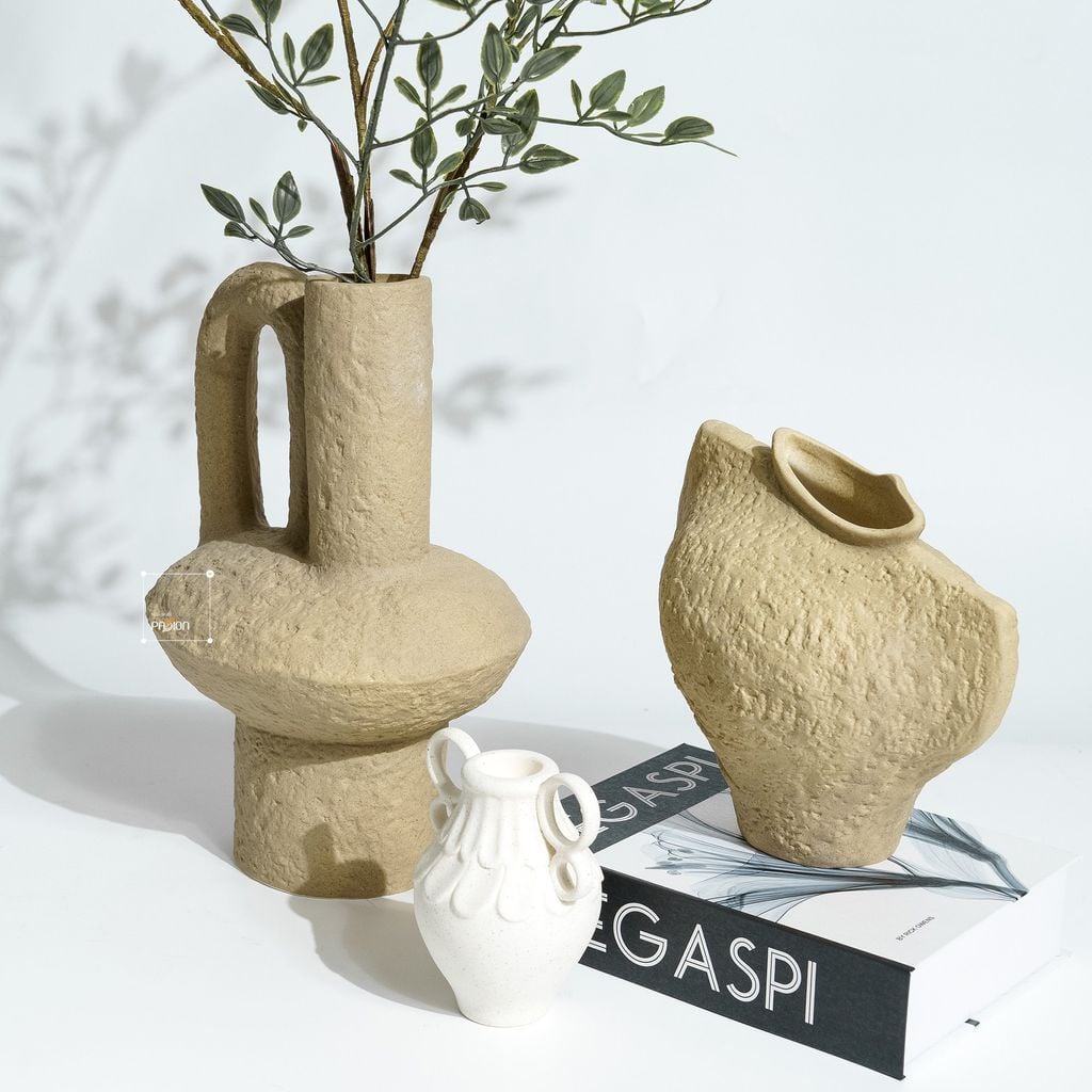 Bình Hoa Gốm Wabi Sabi Nâu Cổ Daigo